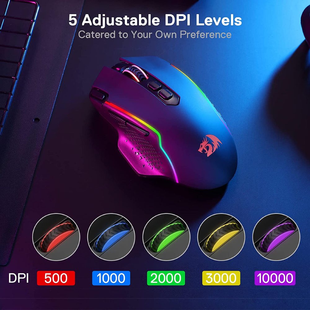 Redragon Taipan Pro M810 PRO RGB Wired and Wireless Mouse - Black
