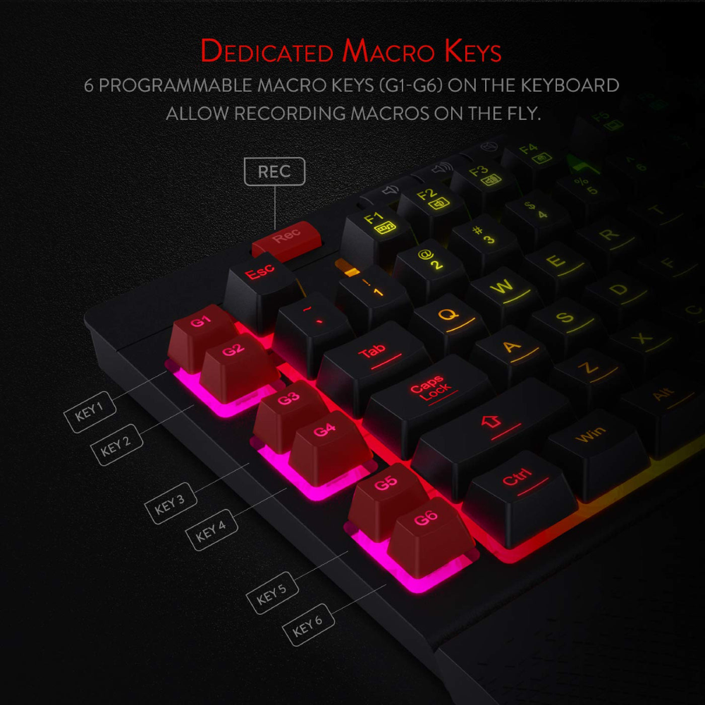 Redragon Shiva K512 Wired Membrane RGB Keyboard - Black