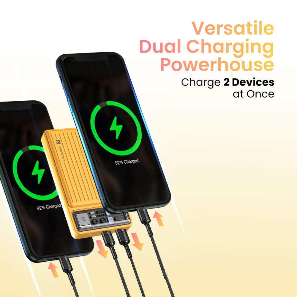 Portronics Luxcell Mini 10K 10000mAh Charging Power Bank - Yellow