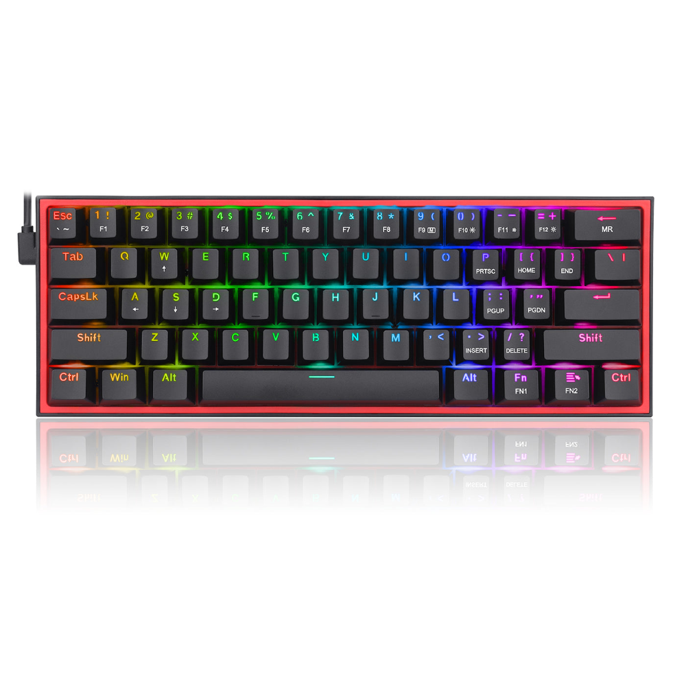 Redragon Fizz K617 60% Wired Mechanical Keyboard (Red Switch) - Black