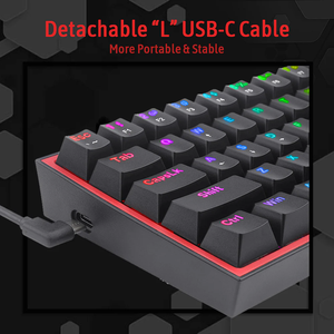 Redragon Fizz K617 60% Wired Mechanical Keyboard (Red Switch) - Black