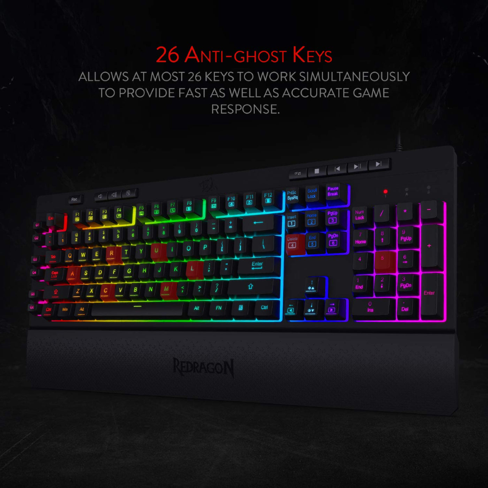 Redragon Shiva K512 Wired Membrane RGB Keyboard - Black