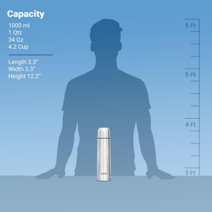 Milton Flip Lid 1000ml Thermosteel Flask - Steel