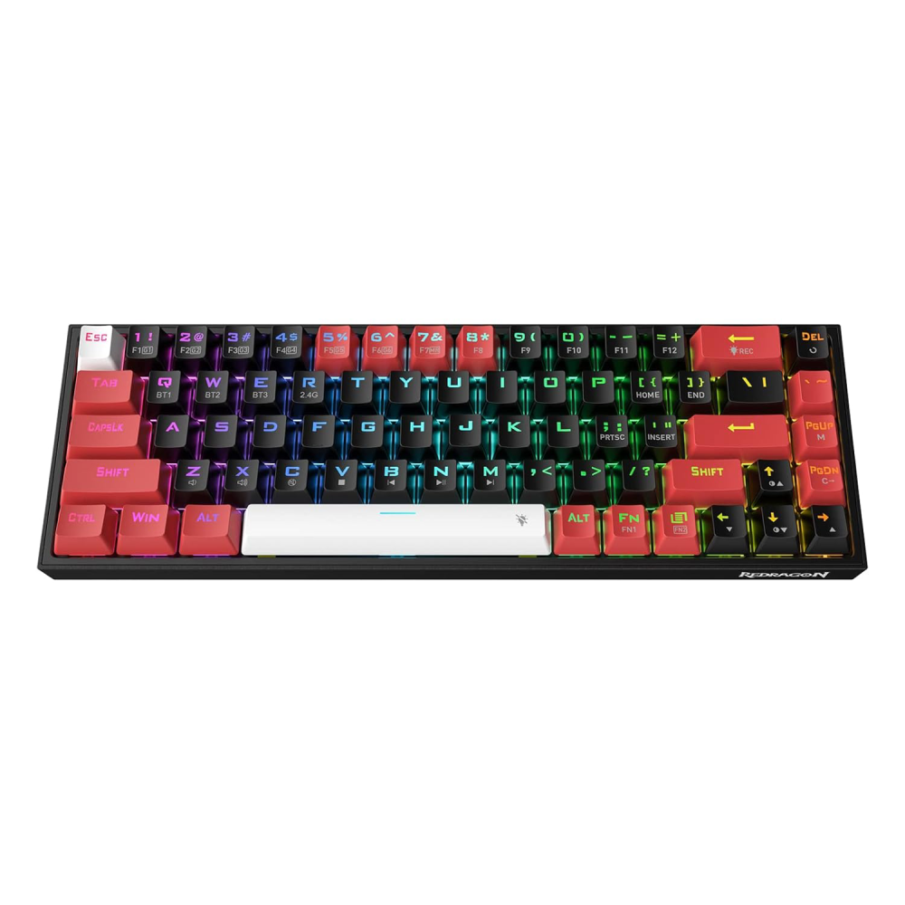 Redragon Castor K631 Pro 65% RGB Mechanical Keyboard with Wireless & Wired Connectivity – Red Switches