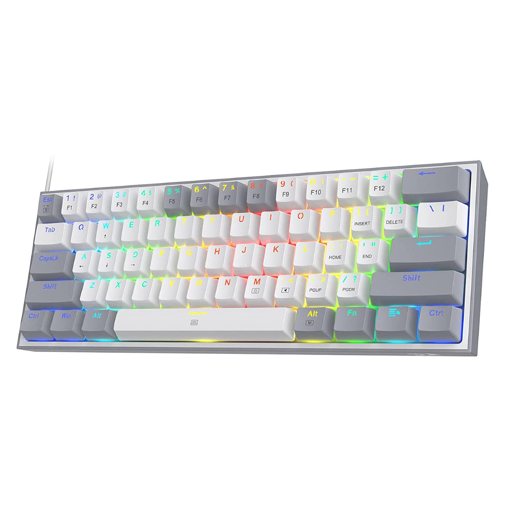 Redragon Fizz K617 60% Wired Mechanical Keyboard with Red Switches - White & Grey