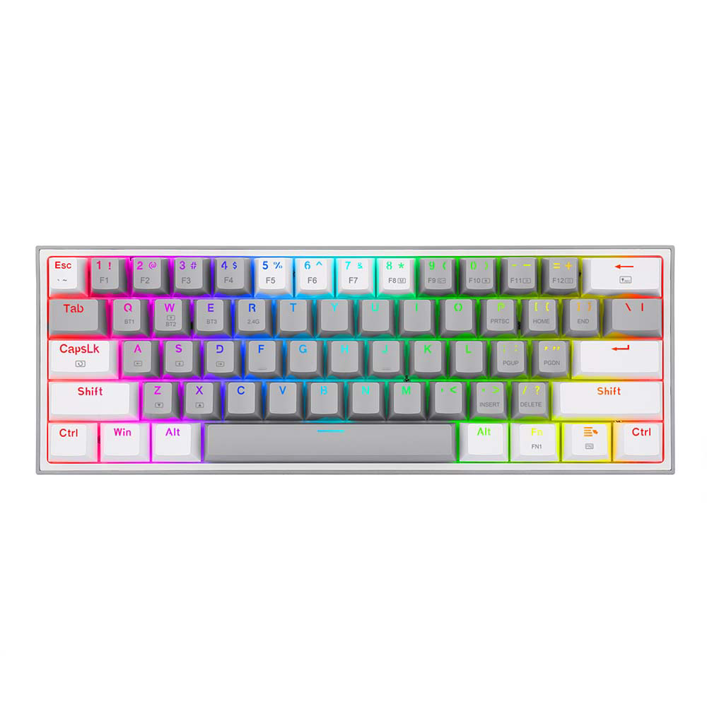 Redragon Fizz Pro K616 60% Mechanical Keyboard (Red Switch) - Grey and White