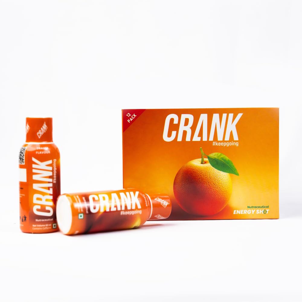 Crank Energy Shot – Orange Flavour, Pack of 12 (60ml each)