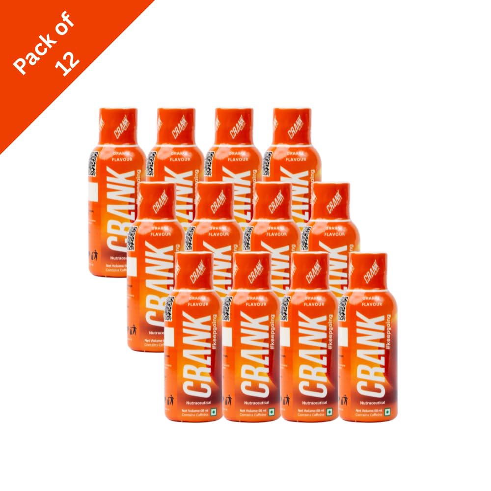 Crank Energy Shot – Orange Flavour, Pack of 12 (60ml each)
