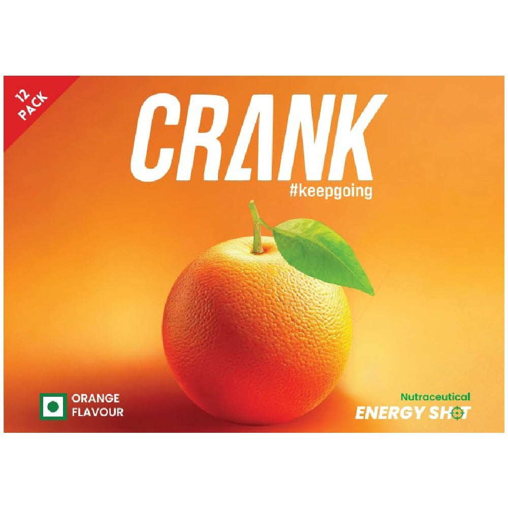Crank Energy Shot – Orange Flavour, Pack of 12 (60ml each)