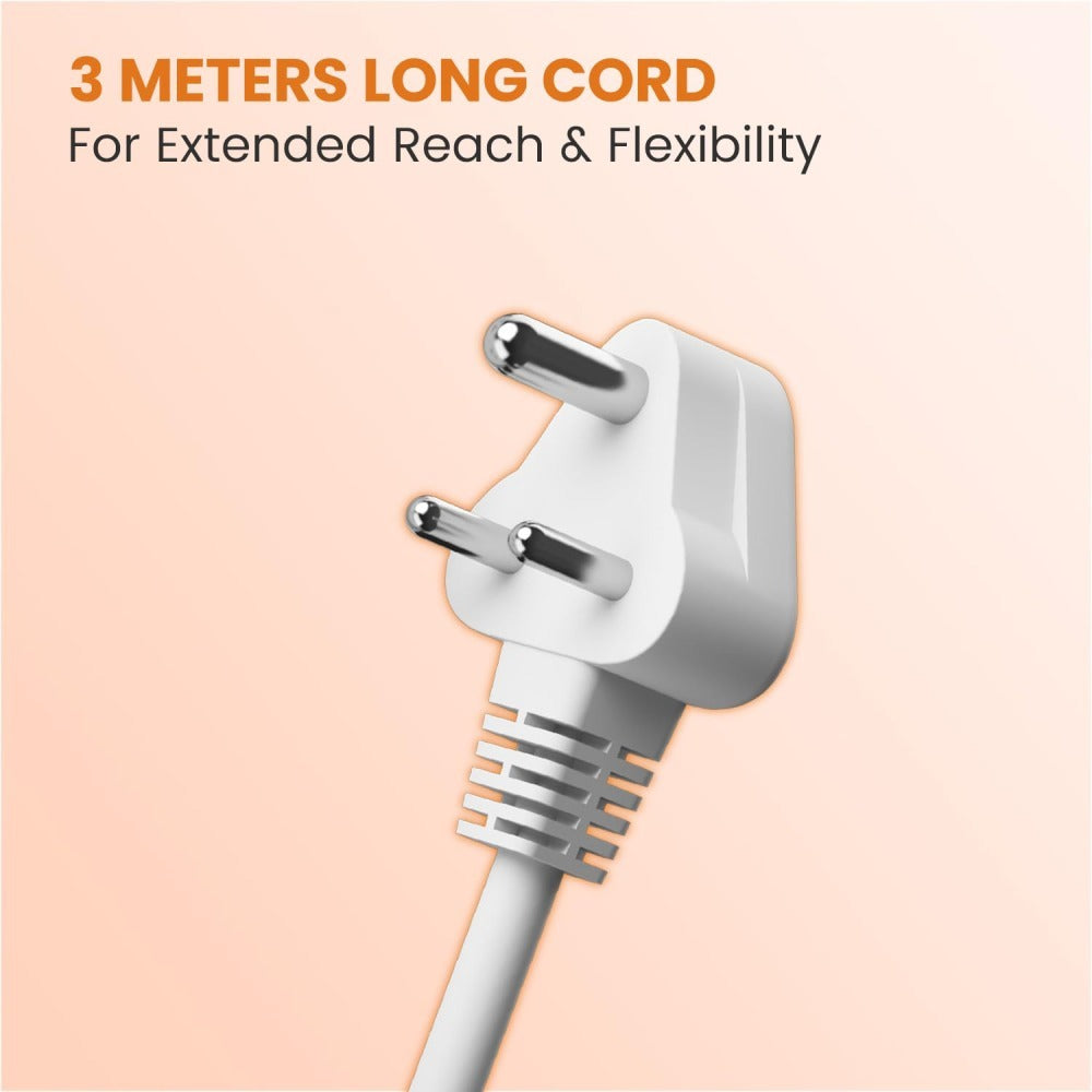 Portronics Power Plate 16 with 3 Power Sockets & 3 USB Ports + 1 Type-C PD Charging Extension Board - White