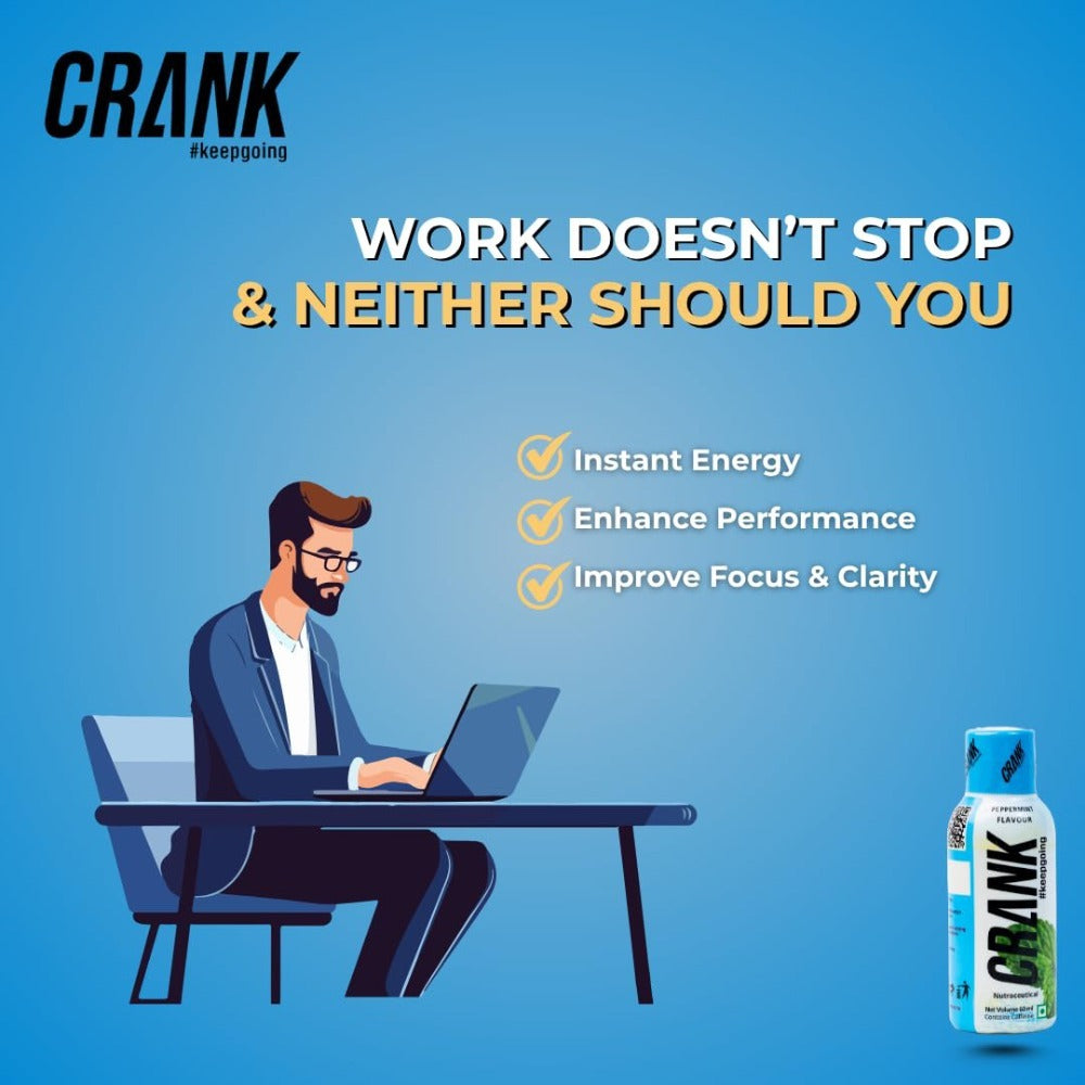 Crank Energy Shot – Peppermint Flavour, Pack of 12 (60ml each)