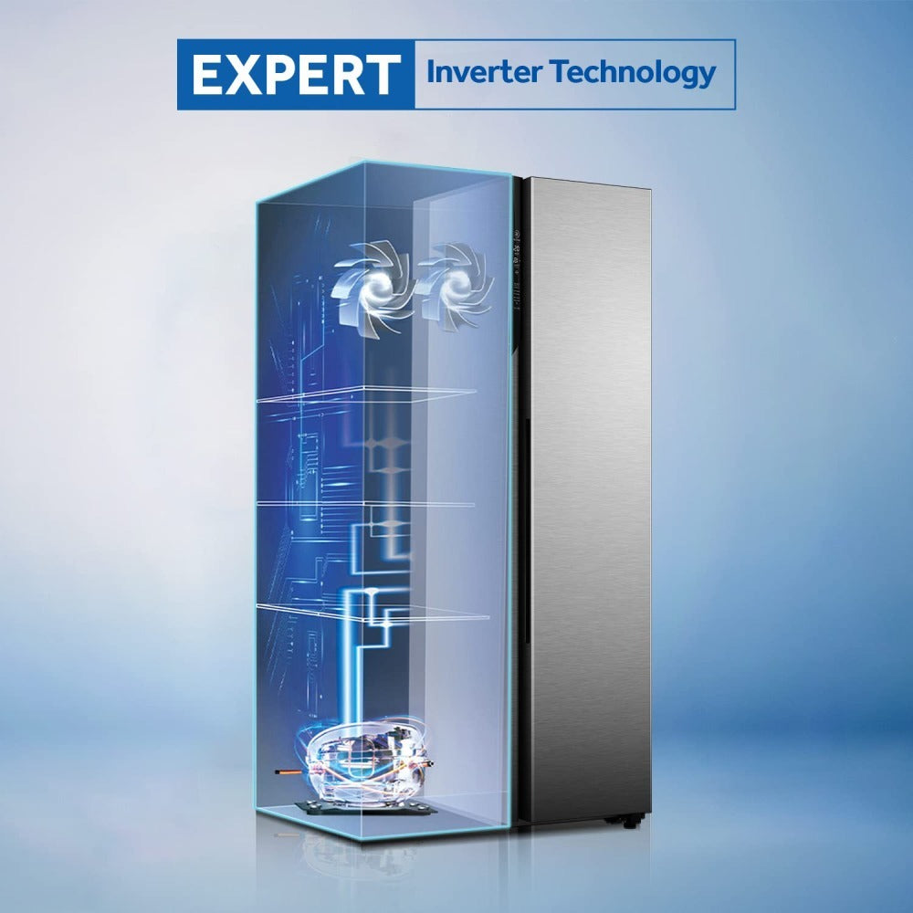 Haier 630L 3 Star Side by Side Frost Free Refrigerator - Shiny Steel