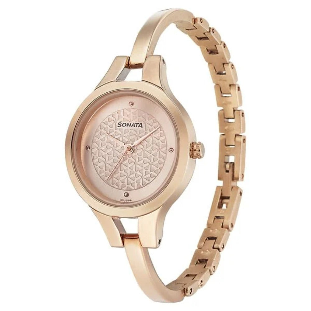 Sonata Mission Mangal 1.10" Analog Rose Gold Dial Watch with Stainless Steel Strap for Women