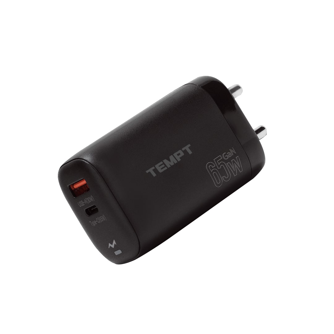 Tempt Alpha 65W Dual Port Smart Fast Charging Adaptor