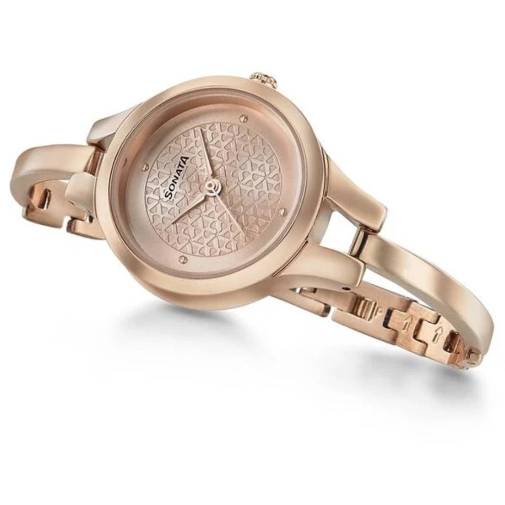 Sonata Mission Mangal 1.10" Analog Rose Gold Dial Watch with Stainless Steel Strap for Women